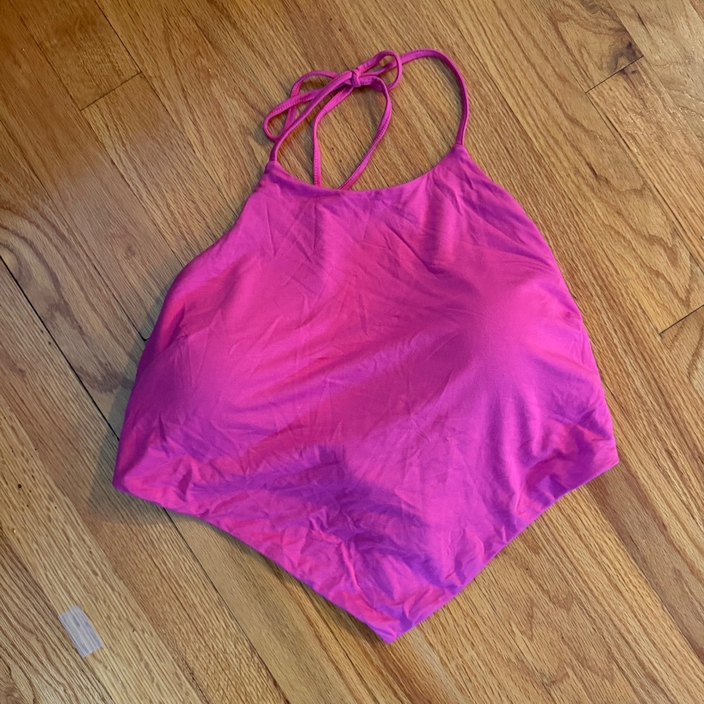 Klassy Network Halter Handkerchief Top Size L Pink Built-in Padding Rayon Blend